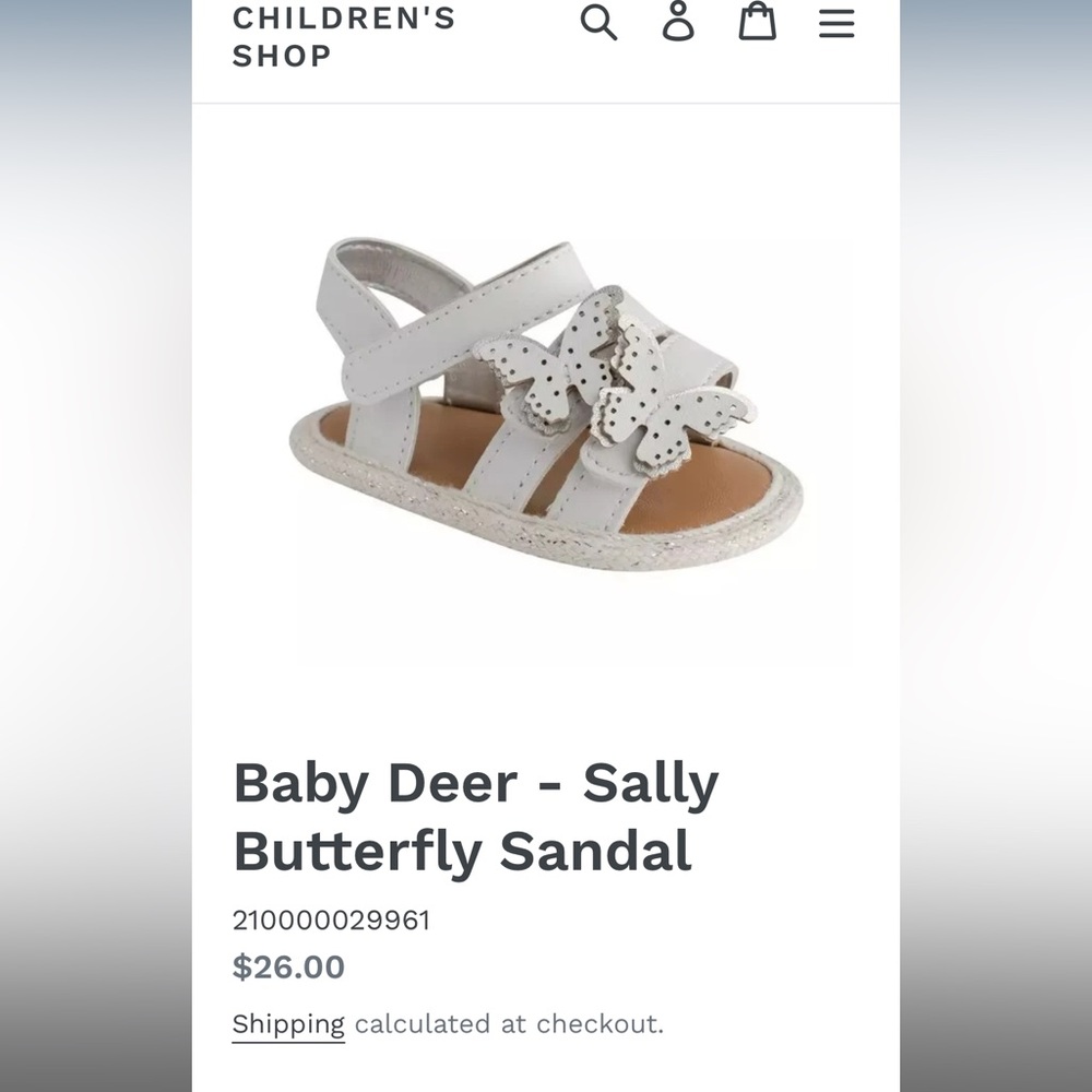 Baby Deer White Butterfly Sandals